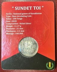 Kazakistan 100 Tenge 2020 Çil Hatıra Özel Kapamasında - Sundet Toi
