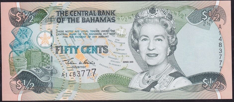 Bahamas 1/2 Dolar 2001 Çil Pick 68 ( 777 )