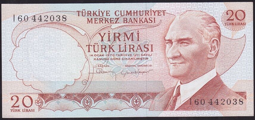 6.Emisyon 4.Tertip 20 Lira I60 4420XX Çilaltı Çil