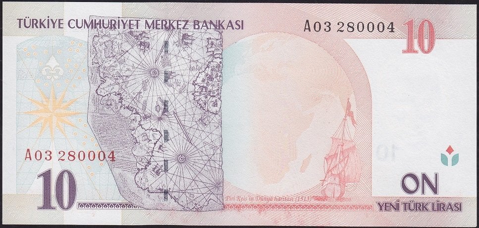 8.Emisyon 10 YTL A03 280004 Çil