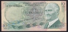6.EMİSYON 2.TERTİP 10 LİRA L10 366223 ÇOK TEMİZ eski para mezat