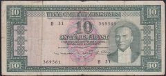 5.EMİSYON 6.TERTİP 10 LİRA B31 369561 TEMİZ