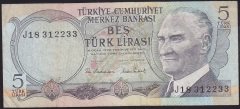 6.EMİSYON 2.TERTİP 5 LİRA J18 312233 ÇOK TEMİZ