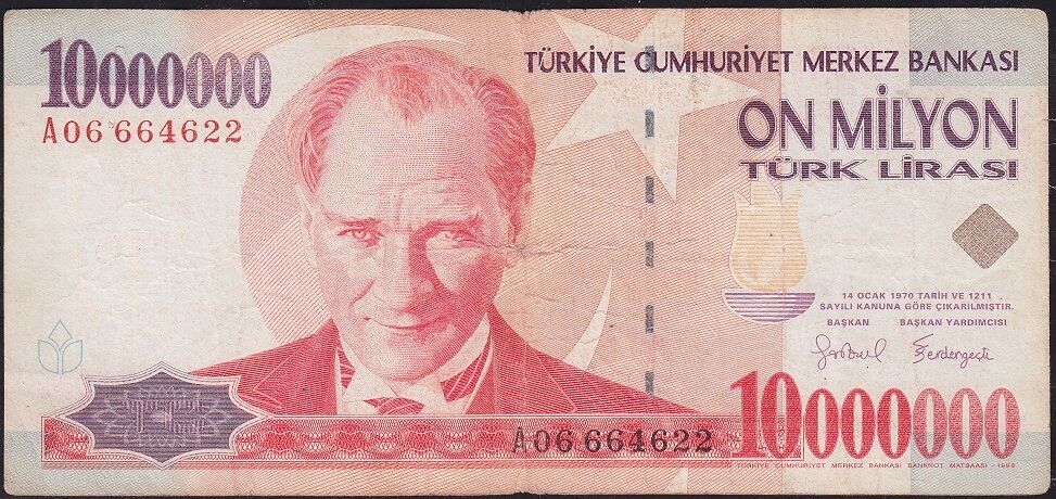 7.Emisyon 10 000 000 Lira A06 664622 Çok Temiz