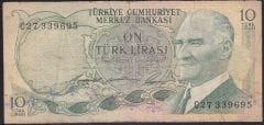 6.EMİSYON 1.TERTİP 10 LİRA C27 339695 TEMİZ +