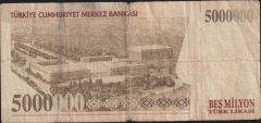 7.Emisyon 5 000 000 Lira N01 396385 İyi