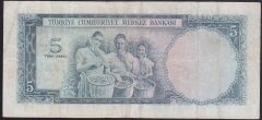 5.EMİSYON 3.TERTİP 5 LİRA F28 032675 ÇOK TEMİZ (DÜZLENMİŞ)