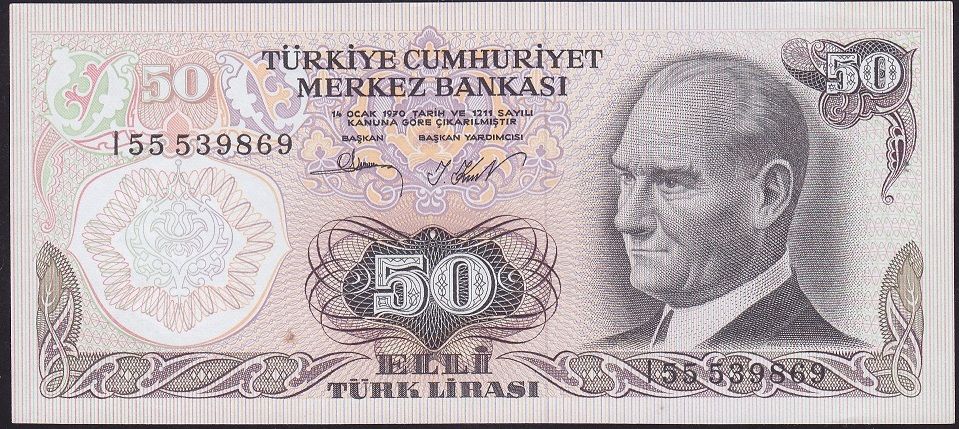 6.Emisyon 2.Tertip 50 Lira I55 539869 Çilaltı