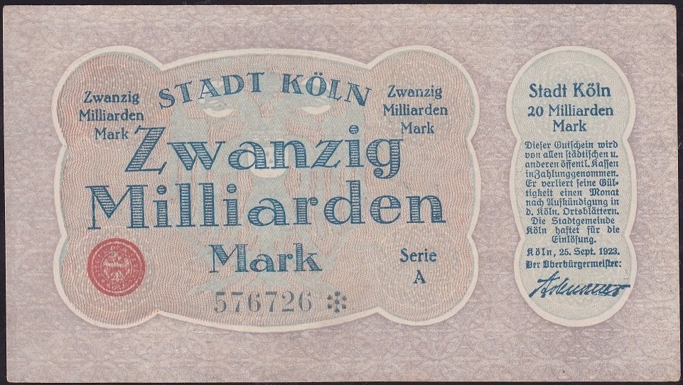 Almanya 20 Milyar Mark 1923 Ççt Çilaltı