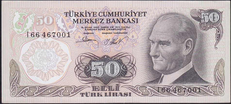 6.Emisyon 2.Tertip 50 Lira I66 467001 Çil