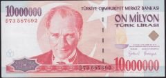 7.Emisyon 10 000 000 Lira D73 587692 Çok Çok Temiz+