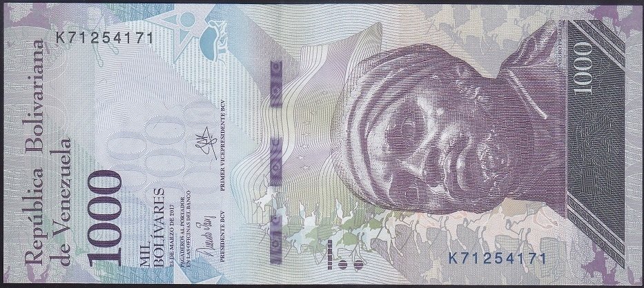 Venezuela 1000 Bolivares 2017 Çil Pick95b