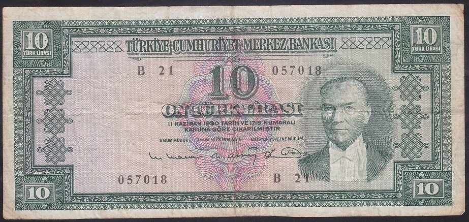 5.EMİSYON 6.TERTİP 10 LİRA B21 057018 ÇOK TEMİZ