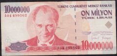 7.Emisyon 10 000 000 Lira A04 499562 Temiz