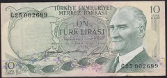 6.EMİSYON 1.TERTİP 10 LİRA C25 002689 ÇOK TEMİZ +