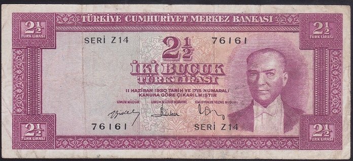 5.EMİSYON 3.TERTİP 2.5 LİRA Z14 76161 ÇOK TEMİZ