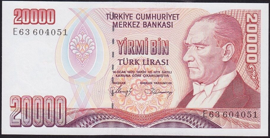 7.Emisyon 1.Tertip 20000 Lira E63 604051 Çil