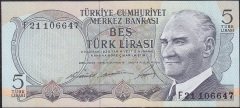 6.Emisyon 1.Tertip 5 Lira F21 106647 Çilaltı Çil
