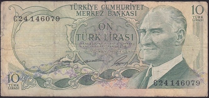 6.EMİSYON 1.TERTİP 10 LİRA C24 146079 TEMİZ +