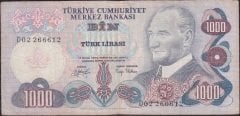 6.Emisyon 2.Tertip 1000 Lira D02 266612 Çok Temiz