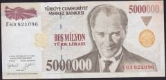 7.Emisyon 5 000 000 Lira E63 821096 Çok Çok Temiz