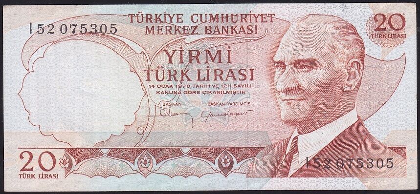 6.Emisyon 4.Tertip 20 Lira I52 075305 Çok Çok Temiz+