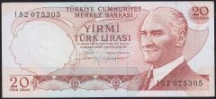 6.Emisyon 4.Tertip 20 Lira I52 075305 Çok Çok Temiz+