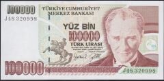 7.Emisyon 3.Tertip 100000 Lira J48 320998 Çil