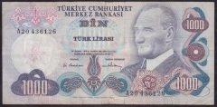 6.EMİSYON 1.TERTİP 1000 LİRA A20 436126 TEMİZ eski kağıt para fiyatları