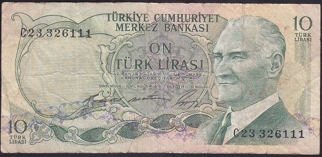 6.EMİSYON 1.TERTİP 10 LİRA C23 326111 TEMİZ