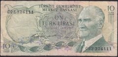 6.EMİSYON 1.TERTİP 10 LİRA C23 326111 TEMİZ