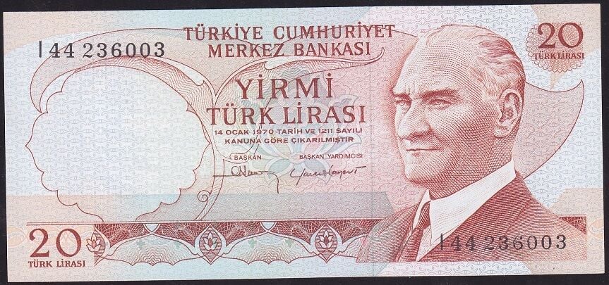 6.Emisyon 4.Tertip 20 Lira I44 236003 Çil