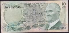 6.Emisyon 1.Tertip 10 Lira D67 043083 Çok Temiz+