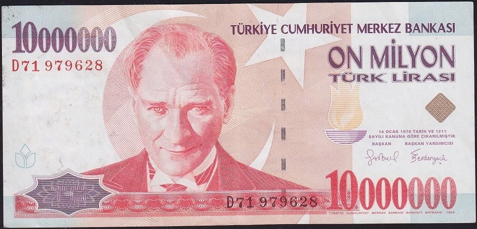 7.Emisyon 10 000 000 Lira D71 979628 Çok Temiz