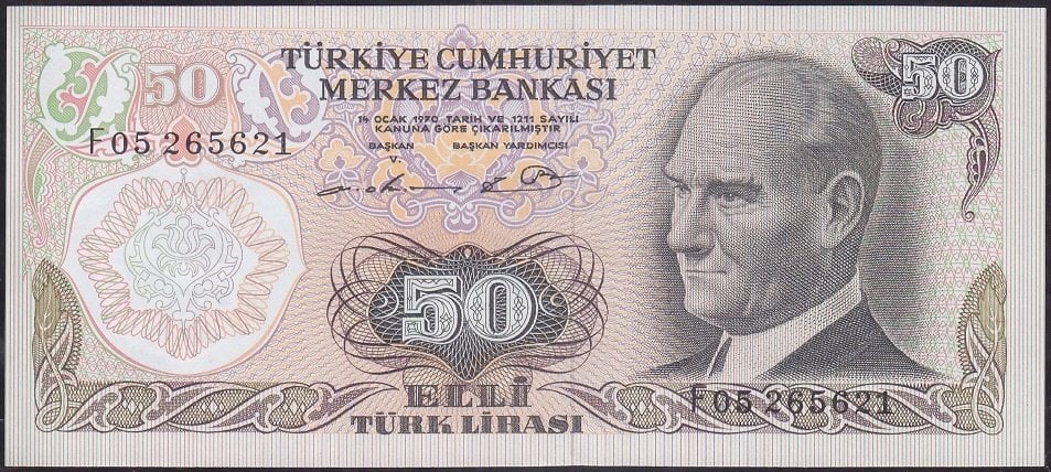 6.Emisyon 1.Tertip 50 Lira F05 265621 Çil