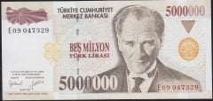 7.Emisyon 5 000 000 Lira E09 047329 Ççt Çilaltı