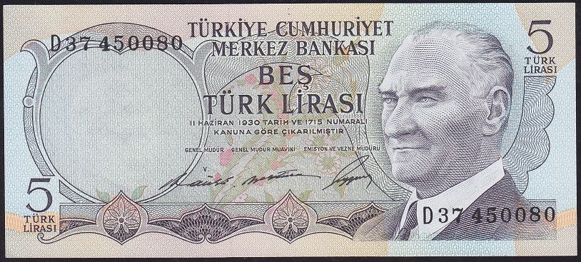6.Emisyon 1.Tertip 5 Lira D37 450080 Çil