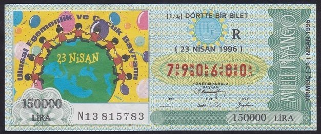 1996 23 NİSAN ÇEYREK BİLET