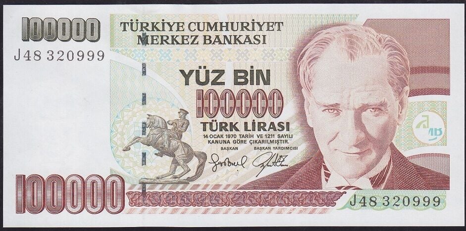7.Emisyon 3.Tertip 100000 Lira J48 320999 Çil