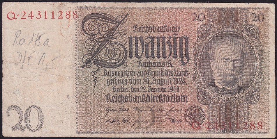 Almanya 20 Mark 1929 Çok Temiz