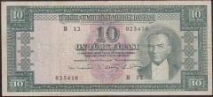 5.EMİSYON 6.TERTİP 10 LİRA B12 023410 TEMİZ (İŞLEMLİ)