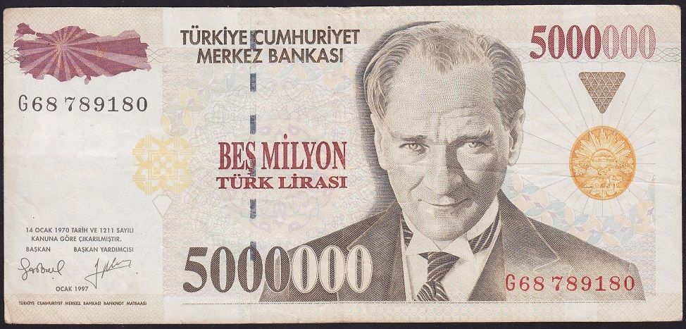 7.Emisyon 5 000 000 Lira G68 789180 Çok Temiz