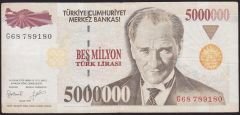 7.Emisyon 5 000 000 Lira G68 789180 Çok Temiz