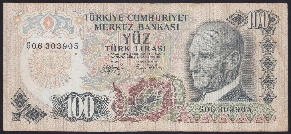 6.EMİSYON 2.TERTİP 100 LİRA G06 303905 ÇOK TEMİZ