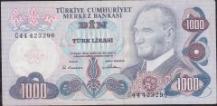 6.Emisyon 1.Tertip 1000 Lira C44 423296 Çok Temiz +