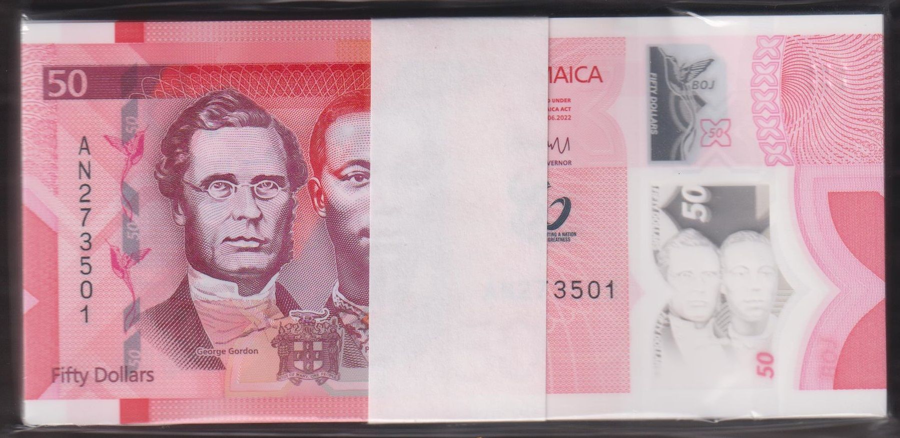 Jamaika 50 Dolar 2022 Çil Deste ( 100 Adet ) Polimer