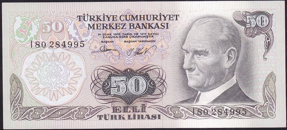 6.Emisyon 2.Tertip 50 Lira I80 284995 Çil