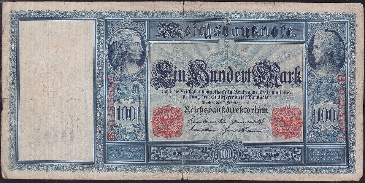 Almanya 100 Mark 1908 Temiz