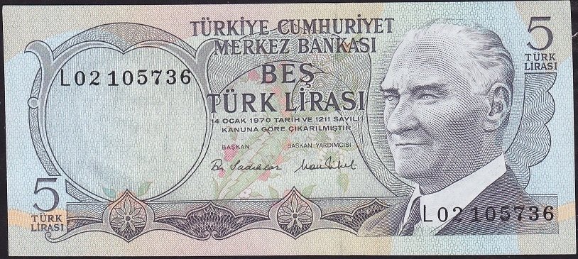 6.Emisyon 2.Tertip 5 Lira L02 105736 Çilaltı Çil