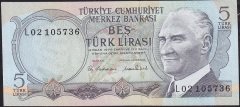 6.Emisyon 2.Tertip 5 Lira L02 105736 Çilaltı Çil